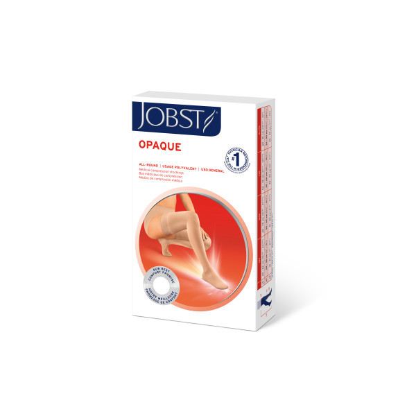 JOBST Opaque Compression Stockings 15-20 mmHg Thigh High, with Silicone Dot Band, Closed Toe