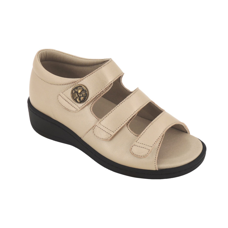 Biotime Kaitlyn Women's 3-Way Adjustable Leather Sandals with Trim-to-Fit Straps and Biofresh Cork Insole – Customizable Comfort for Everyday Wear