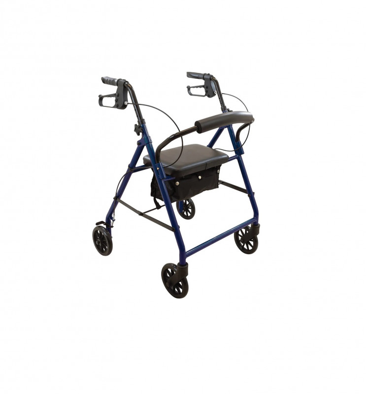 ProBasics Steel Rollator, Heavy-Duty (16.5 lbs) Four-Wheel Walker with Padded Seat, Removable Backrest, and Storage Pouch
