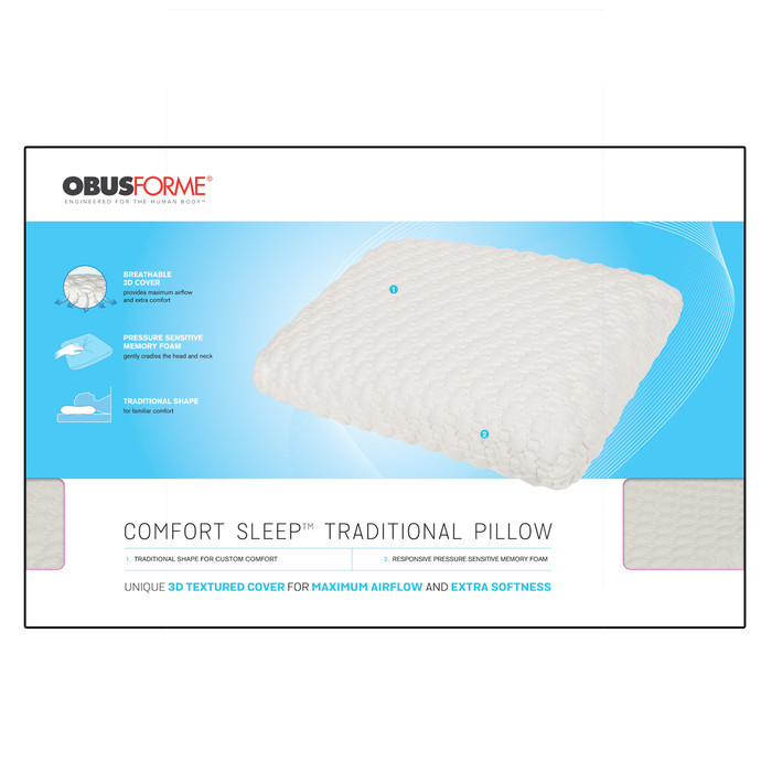 ObusForme AirFlow Comfort Memory Foam Pillow – Traditional Shape