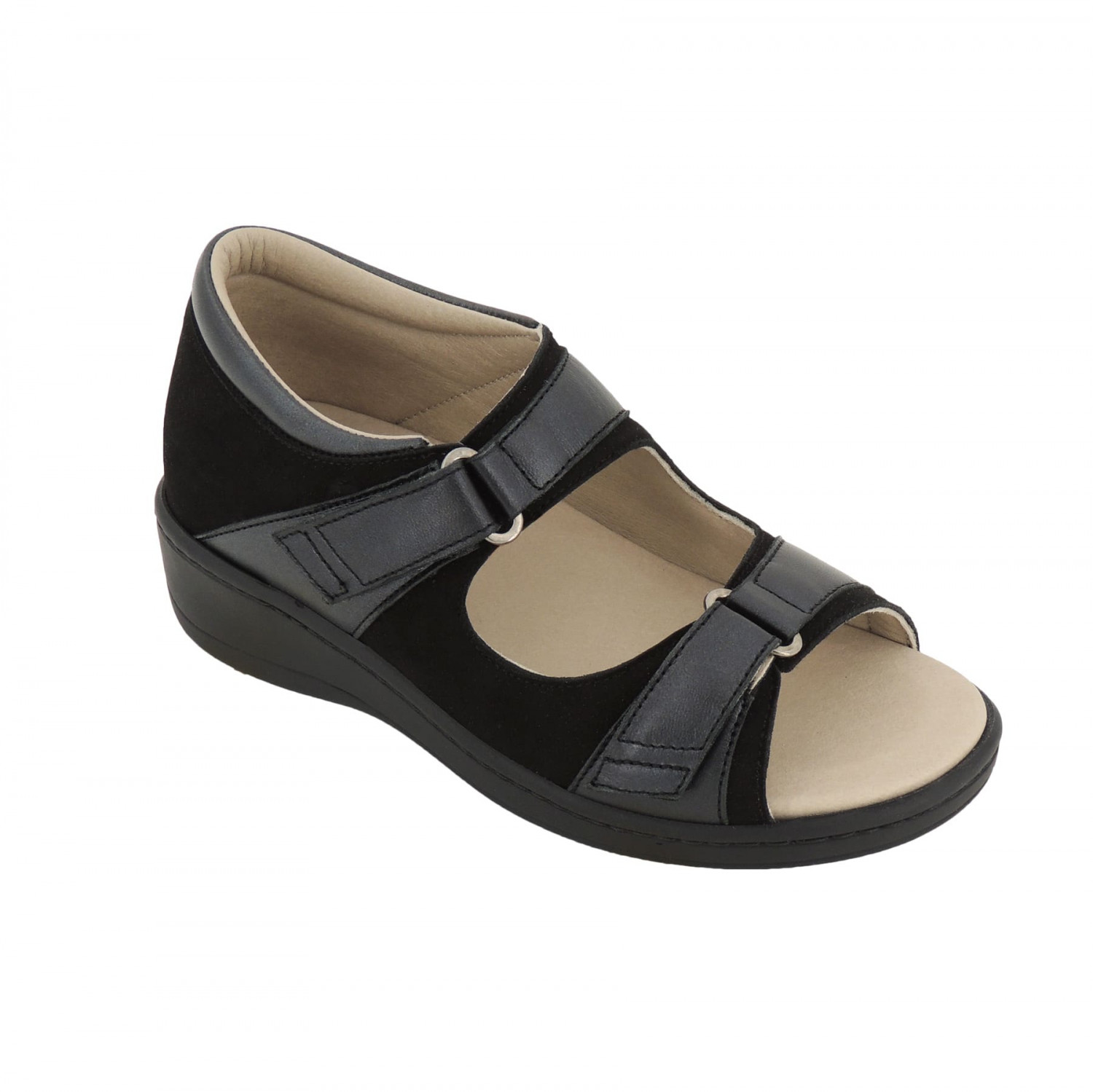 Biotime Kelly Women's 2-Way Adjustable Leather & Suede Sandals with Trim-to-Fit Straps and Biofresh Cork Insole – Stylish, Customizable Footwear for Everyday Comfort