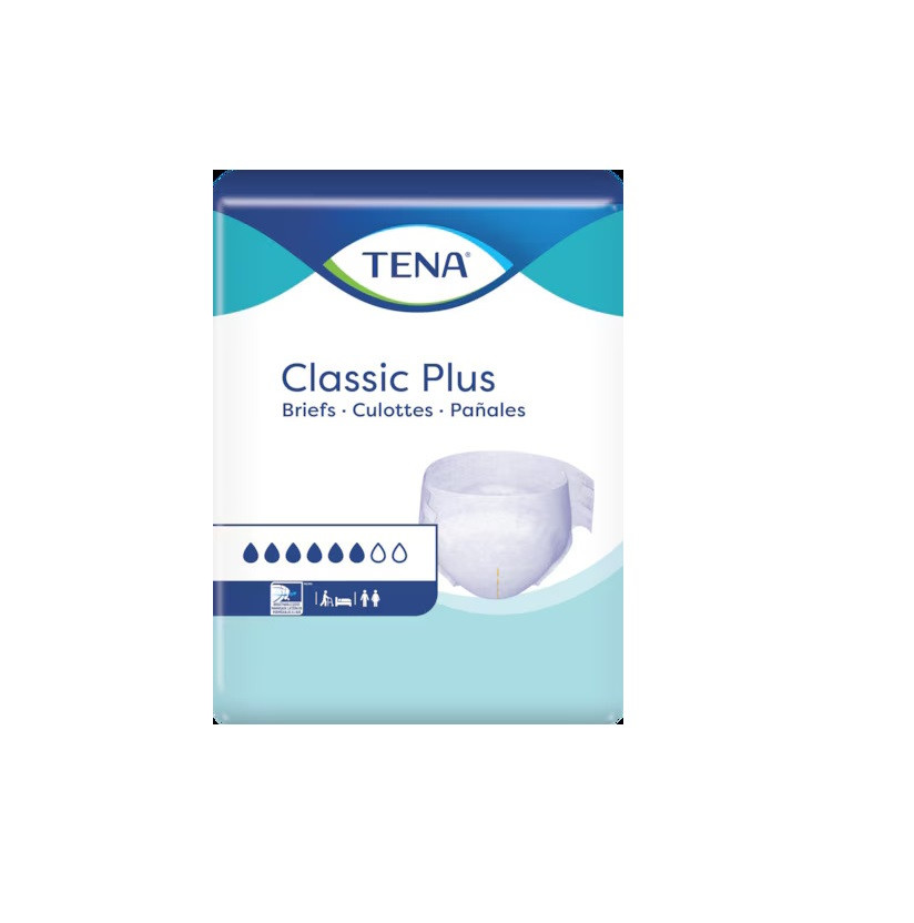 TENA Classic Plus Briefs - Breathable, Fast-Absorbing Incontinence Briefs